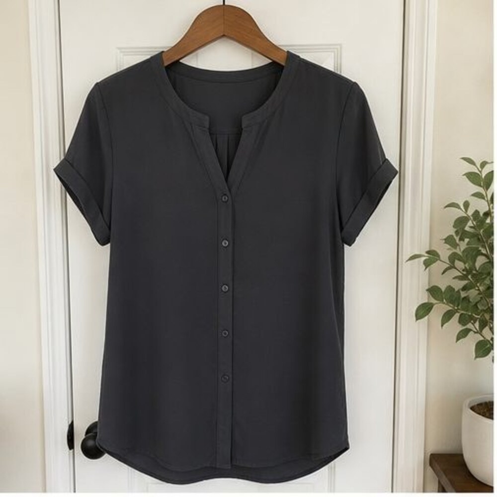 Charcoal Pleated Blouse